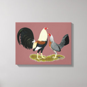 Grått Game Fowl Pair Canvastryck