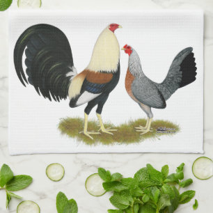 Grått Game Fowl Pair Kökshandduk