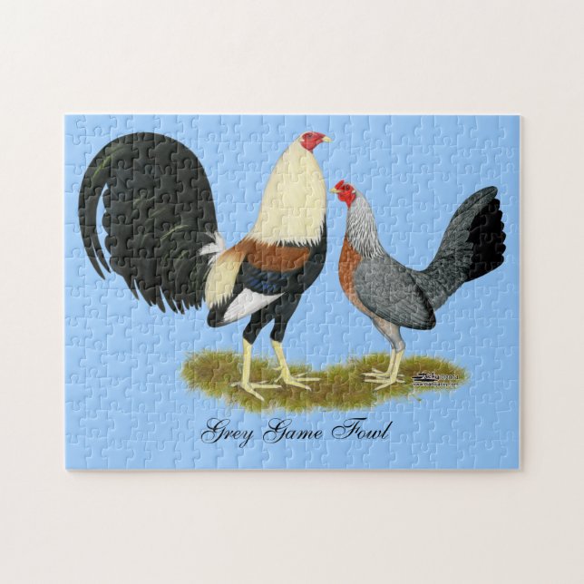 Grått Game Fowl Pair Pussel (Horisontell)