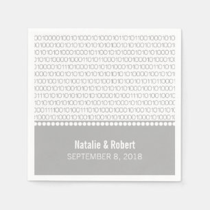 Grått Geek Chic Binary Code Papper Napkins Pappersservett