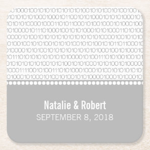 Grått Geek Chic Binary Code Papper Underlägg Kvadrat