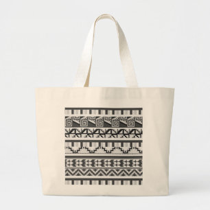 Grått Geometric Abstrakt Aztec Tribal Print Mönste Jumbo Tygkasse