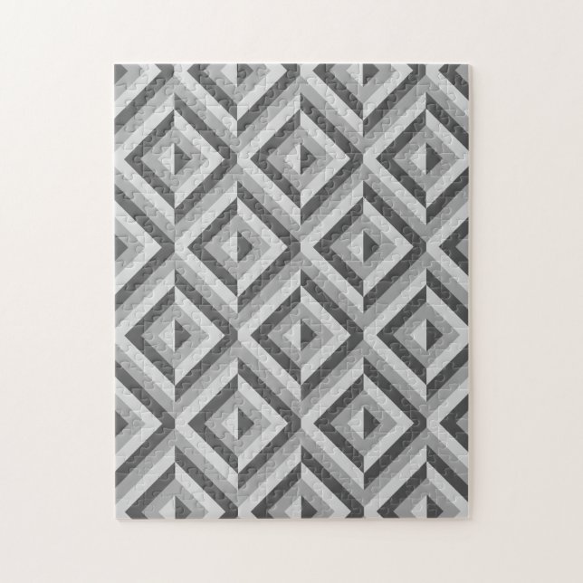 Grått Geometric Diamond Mönster Frustrstration Pussel (Vertikal)