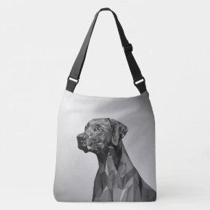 Grått Geometric Hund på Silver Axelväska
