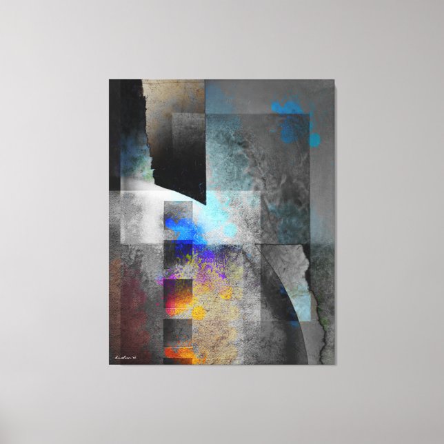 Grått Geometric Industrial Grunge Art Canvastryck (Framsida)