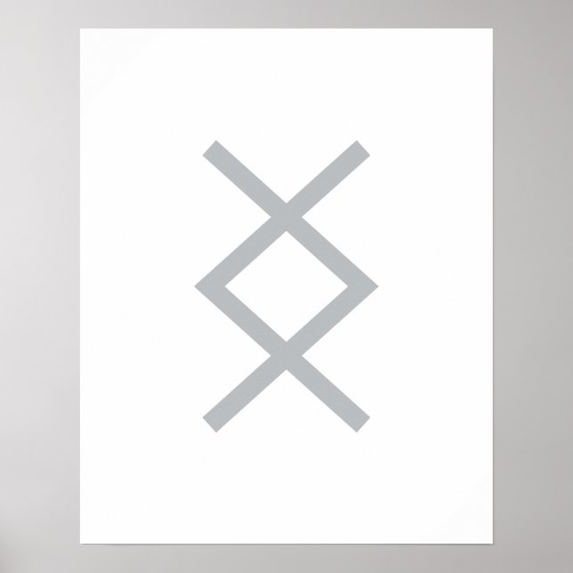 Grått Geometric Inguz (The God Ing) Viking Rune Poster (Framsidan)