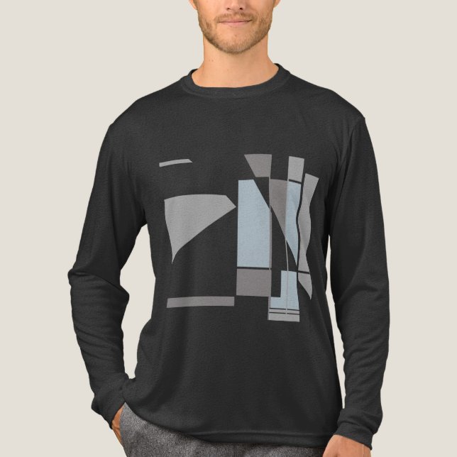 Grått Geometric MCM-inspirerad Abstrakt Art Design T Shirt (Framsida)