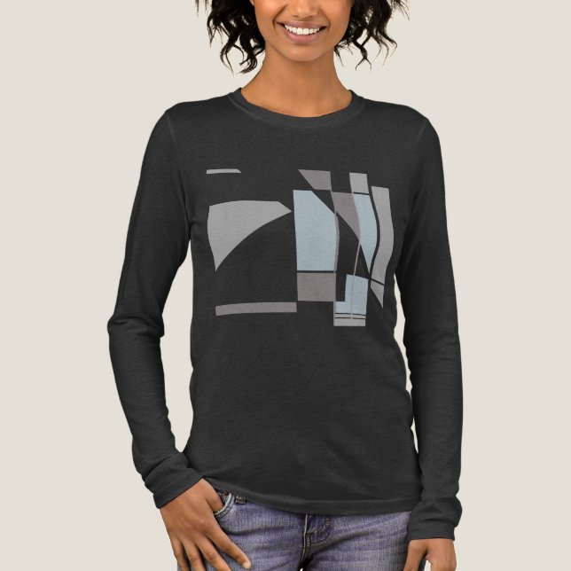 Grått Geometric MCM-inspirerad Abstrakt Art Design T Shirt (Framsida)