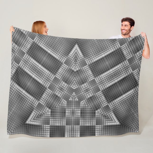 Grått Geometric Mönster Fleecefilt (På plats)