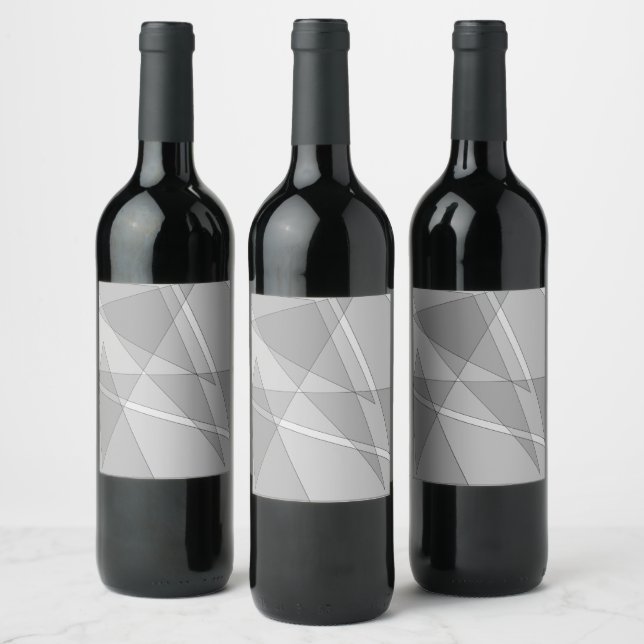 Grått Geometric Vinflaska Etikett (Flaskor)