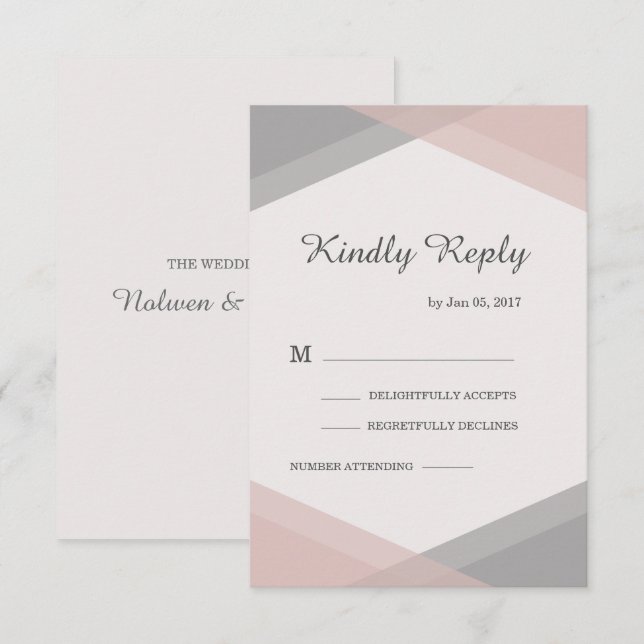  grått-geometrisk elegant modern bröllop OSA Inbjudningar (Fram/baksida)