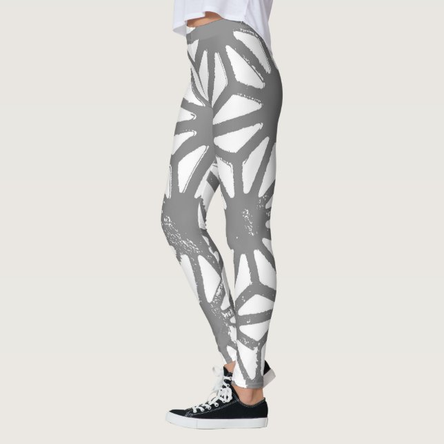 Grått-geometrisk mönster leggings (Vänster)