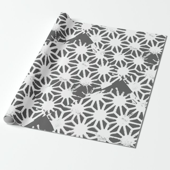 Grått-geometrisk mönster presentpapper (Utrullad)