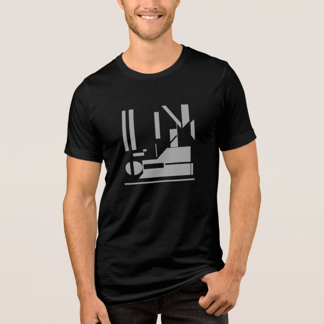 Grått Geometriska former Kombinationsabstrakt utfo T Shirt (Framsida)