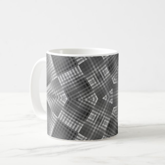 Grått geometriskt mönster kaffemugg (Framsida vänster)