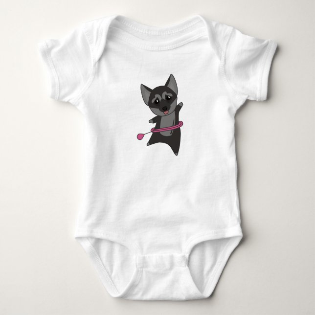 Grått German Shepherd Hullern Sports Däck Hula T Shirt (Framsida)