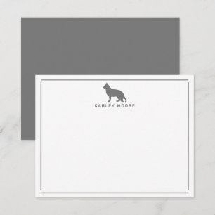 Grått German Shepherd Hund Modern Gräns Stationery Anteckningskort