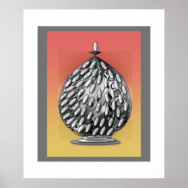 Grått Ginger Burk Art Poster (Framsidan)