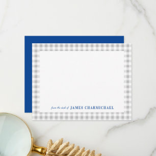 Grått Gingham Check with Blue from the Desk of Tack Kort