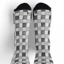 Grått Gingham Heart-sockor
