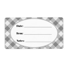 Grått Gingham Land Canning & Food Storage Label