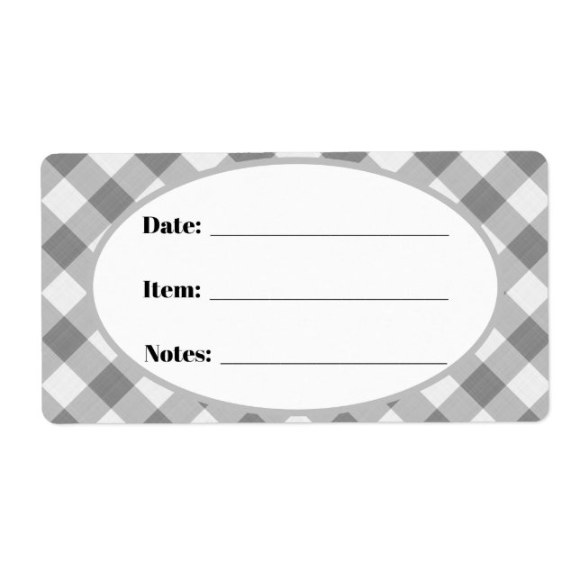 Grått Gingham Land Canning & Food Storage Label Fraktsedel (Framsidan)