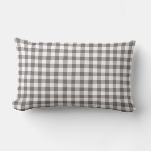 Grått Gingham Mönster Checkered Lumbarkudde