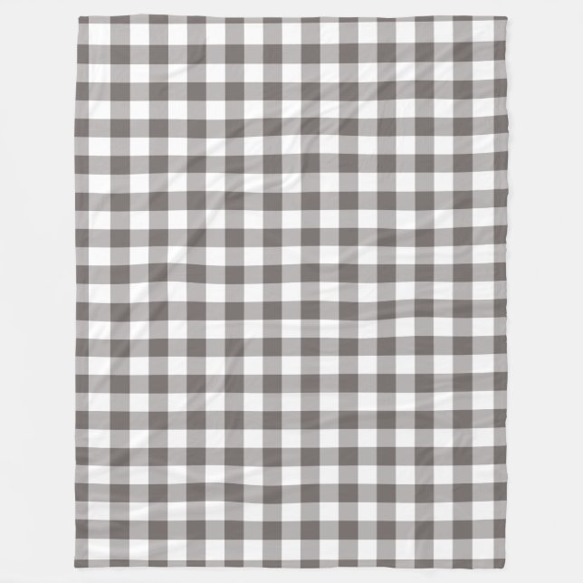 Grått Gingham Mönster Fleecefilt (Framsidan)