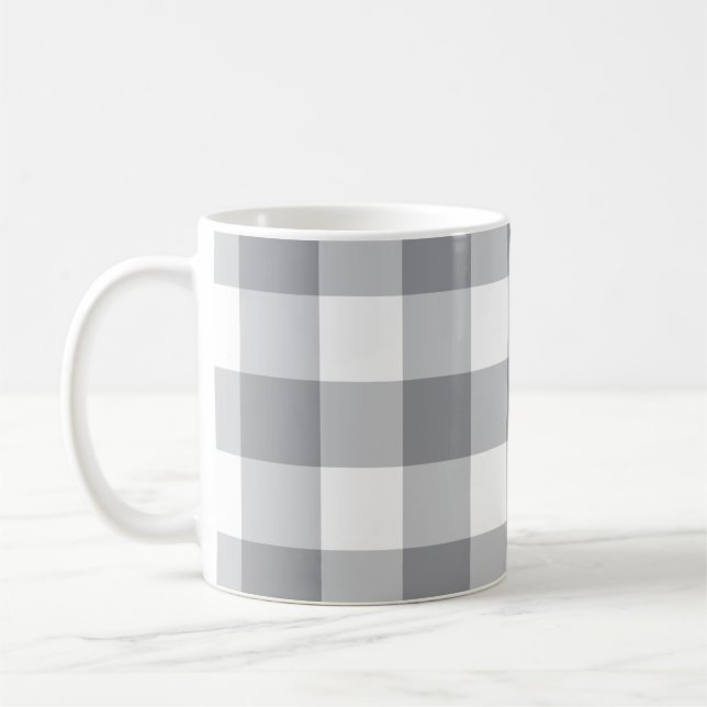 Grått Gingham Mönster Kaffemugg (Vänster)