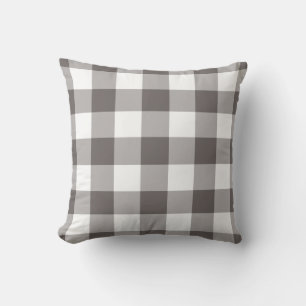 Grått Gingham Mönster Kudde