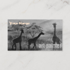 Grått Giraffe Elefant Bild Modern Artist Painter Visitkort