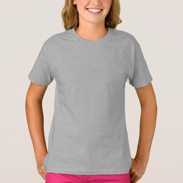 Grått Girls’ Basic T-Shirt (Framsida)