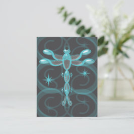 Grått-, glas-, Dragonfly med stjärnor Vykort