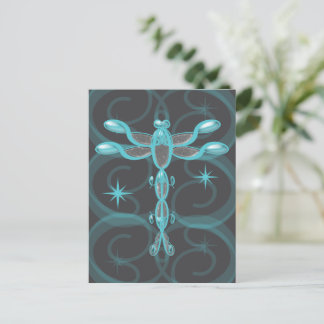 Grått-, glas-, Dragonfly med stjärnor Vykort