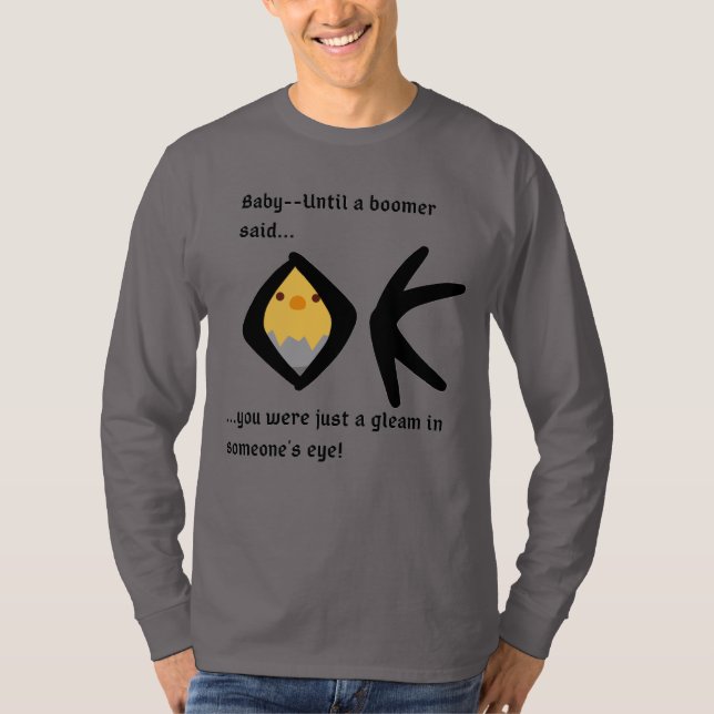 Grått ’Gleam in Öga’ Basic Långärmad Boomeranged T Shirt (Framsida)