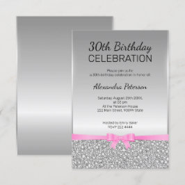 Grått Glitter 30års födelsedag Inbjudningar