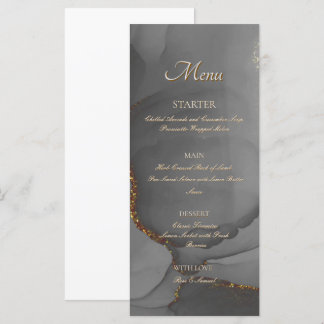 Grått Glitter Alcohol Bläck Elegant Flat Menu Meny
