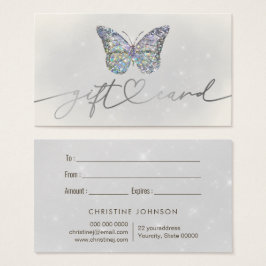 grått glitter-butterfly-presentkort visitkort