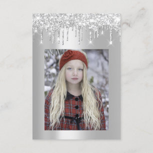 Grått Glitter Drips Silver Möhippa Sweet 16th Spar Inbjudningar