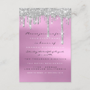 Grått Glitter Drips Silver Rosa Möhippa Sweet 16:e Inbjudningar