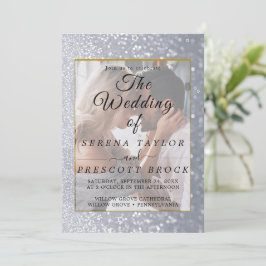 Grått Glitter Elegant Vellum Wedding bjudande Inbjudningar