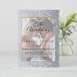 Grått Glitter Elegant Vellum Wedding bjudande Inbjudningar
