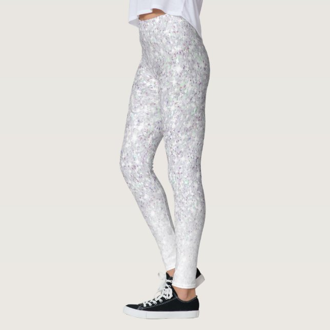 Grått Glitter Sparkles Modern Leggings (Vänster)