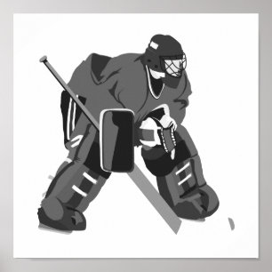 Grått Goalie Hockey Poster