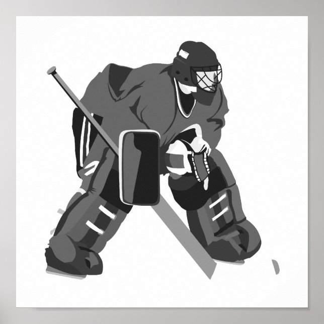 Grått Goalie Hockey Poster (Framsidan)