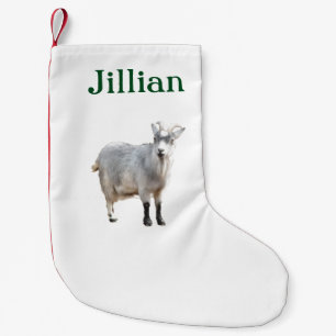 Grått Goat Farm Animal, Cute Nature Photography Liten Julstrumpa
