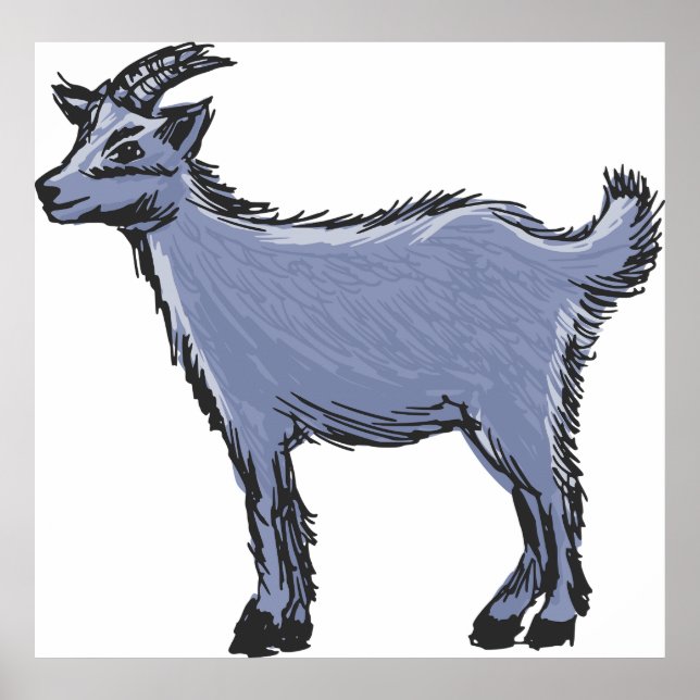 Grått Goat Sketch Poster (Framsidan)