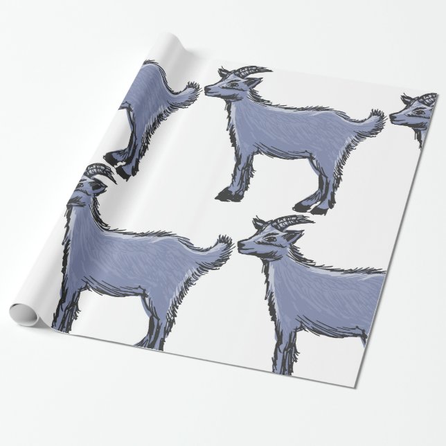 Grått Goat Sketch Presentpapper (Utrullad)
