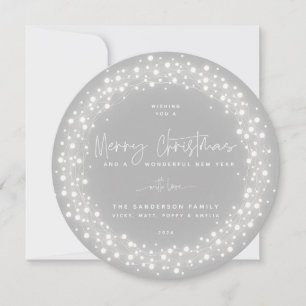 Grått God jul Script Sparkling Ljus Julkort
