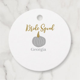 Grått golden pumpkin fall brud squad modern gåvor etiketter